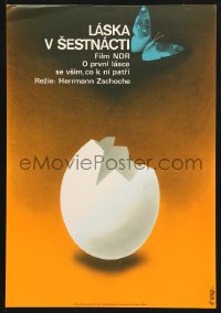 6p228 LIEBE MIT 16 Czech 11x17 1974 Herrmann Zschoche, butterfly hatching from egg by Zdenek Vlach!