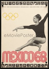 6p231 MEXICO '68 Czech 11x16 1968 great image of Olympic gymnast and art symbols by Otto Matanelli!