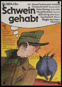 6p309 SCHWEIN GEHABT East German 23x32 1988 Karl-Heinz Heymann, wacky pig artwork!