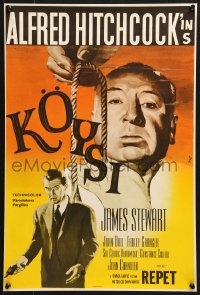 6p032 ROPE Finnish R1958 best art of James Stewart & director Alfred Hitchcock with murder weapon!