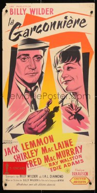 6p892 APARTMENT French 16x32 1960 Billy Wilder, Jack Lemmon, MacLaine, completely different art!