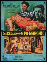 6p761 BRIDES OF FU MANCHU French 23x31 1966 Asian villain Christopher Lee, Better dead than wed!