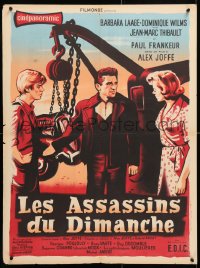 6p784 EVERY SECOND COUNTS French 24x32 1957 Les Assassins du dimanche, great Jean Mascii art!