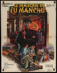 6p786 FACE OF FU MANCHU French 24x31 1966 great art of Asian villain Christopher Lee by Mascii!