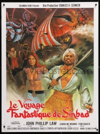 6p793 GOLDEN VOYAGE OF SINBAD French 24x32 1975 Ray Harryhausen, cool fantasy completely different art!
