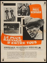 6p803 HUD French 24x32 1963 close up of Paul Newman as the man with the barbed wire soul!