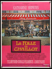 6p819 MADWOMAN OF CHAILLOT French 23x30 1970 Katharine Hepburn & cast members sitting outside cafe
