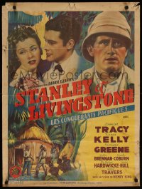 6p869 STANLEY & LIVINGSTONE French 24x31 1939 Tracy as the explorer of unknown Africa, rare!