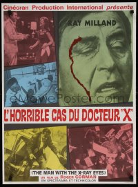 6p889 X: THE MAN WITH THE X-RAY EYES French 22x30 1971 Ray Milland strips souls & bodies, cool art!