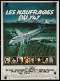 6p899 AIRPORT '77 French 16x21 1977 Lee Grant, Jack Lemmon, de Havilland, Bermuda Triangle crash art!