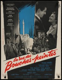 6p936 LA RUE DES BOUCHES PEINTES French 20x26 1955 cool art and design by Georges Kerfyser!