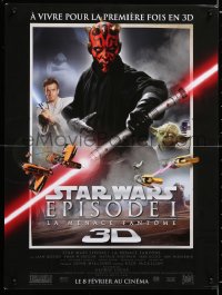 6p957 PHANTOM MENACE advance French 16x21 R2012 Star Wars Episode I in 3-D, different image of Darth Maul!