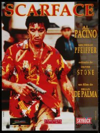 6p970 SCARFACE French 16x21 R1980s bloody Al Pacino as Tony Montana w/gun!