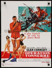 6p981 THUNDERBALL French 16x21 R1980s art of Sean Connery as James Bond 007 by McGinnis and McCarthy