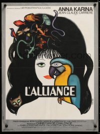 6p996 WEDDING RING French 15x20 1971 L'alliance, Bacha artwork of pretty woman & bird!