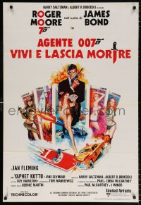 6p589 LIVE & LET DIE Italian 1sh 1973 JO art of Roger Moore as James Bond & sexy tarot cards!