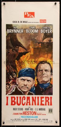 6p656 BUCCANEER Italian locandina R1970 different art of Yul Brynner & Charlton Heston by Gasparri!