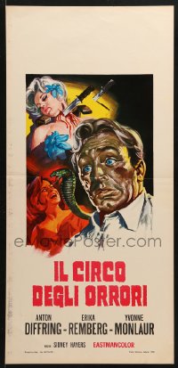 6p662 CIRCUS OF HORRORS Italian locandina R1968 horror art of girl w/ knife in throat by Picchioni!