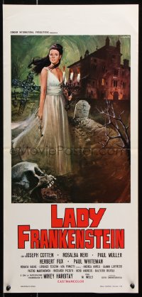 6p691 LADY FRANKENSTEIN Italian locandina 1971 great horror art of girl in graveyard by Luca Crovato!