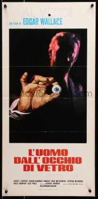 6p699 MAN WITH THE GLASS EYE Italian locandina R1970s Edgar Wallace, different art of killer & eyeball!