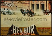 6p605 BEN-HUR Italian 18x26 pbusta R1970s Charlton Heston, William Wyler, chariot scene!