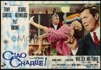 6p611 GOODBYE CHARLIE Italian 18x27 pbusta 1964 Tony Curtis, sexy barely-dressed Debbie Reynolds, Matthau!