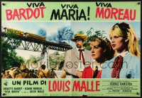6p619 VIVA MARIA Italian 18x27 pbusta 1966 Louis Malle, sexiest French babes Brigitte Bardot & Jeanne Moreau!