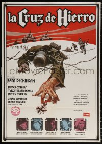 6p127 CROSS OF IRON Spanish 1977 Sam Peckinpah, art of fallen World War II Nazi soldier!