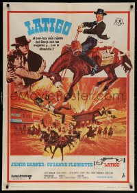 6p141 SUPPORT YOUR LOCAL GUNFIGHTER Spanish 1971 wacky cowboy James Garner on donkey, Latigo!