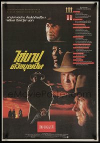 6p008 UNFORGIVEN Thai poster 1992 portraits of gunslinger Clint Eastwood & Morgan Freeman!