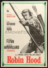 6p398 ADVENTURES OF ROBIN HOOD Yugoslavian 20x28 R1960s Flynn as Robin Hood, De Havilland, Rodriguez art!