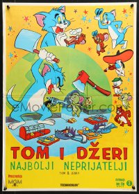 6p458 TOM & JERRY Yugoslavian 19x27 1960s MGM cartoon, cool images of the characters!