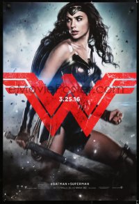 6r543 BATMAN V SUPERMAN teaser DS 1sh 2016 great image of sexiest Gal Gadot as Wonder Woman!