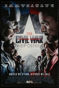 6r570 CAPTAIN AMERICA: CIVIL WAR advance DS 1sh 2016 Marvel Comics, Chris Evans, Robert Downey Jr.!