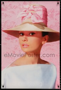 6r219 AUDREY HEPBURN 24x36 English commercial poster 2000s portrait of the actress w/ pink bow hat!