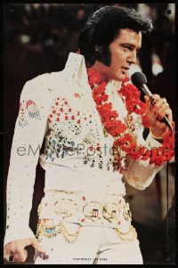 6r241 ELVIS PRESLEY 23x36 commercial poster 1976 cool portrait of The King wearing lei!