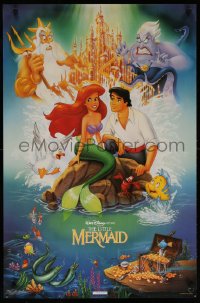6r250 LITTLE MERMAID 23x35 commercial poster 1989 Ariel, Flounder, Sebastian, Disney cartoon!