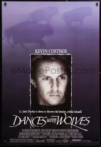 6r592 DANCES WITH WOLVES DS 1sh 1990 Kevin Costner directs & stars, image of buffalo!