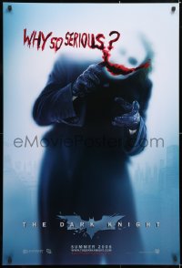 6r594 DARK KNIGHT teaser DS 1sh 2008 great image of Heath Ledger as the Joker, why so serious?