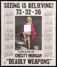 6r010 DEADLY WEAPONS calendar 1975 Doris Wishman directed, sexy Chesty Morgan, seeing is believing!