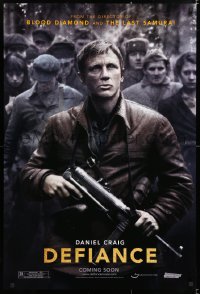 6r608 DEFIANCE teaser DS 1sh 2008 Edward Zwick directed, rugged Daniel Craig w/machine gun!