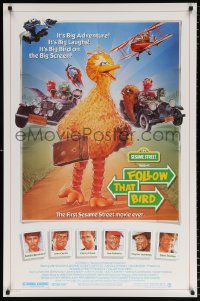6r652 FOLLOW THAT BIRD 1sh 1985 great art of the Big Bird & Sesame Street cast by Steven Chorney!