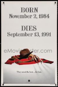 6r656 FREDDY'S DEAD teaser 1sh 1991 cool image of Krueger's sweater, hat, and claws!