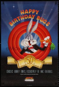 6r690 HAPPY BIRTHDAY, BUGS: 50 LOONEY YEARS DS 1sh 1990 classic Mel Blanc cartoon!