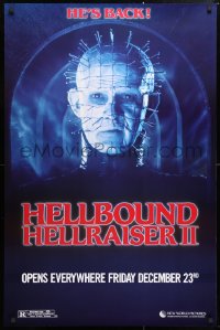 6r696 HELLBOUND: HELLRAISER II teaser 1sh 1988 Clive Barker, close-up of Pinhead, he's back!