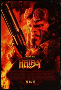 6r698 HELLBOY advance DS 1sh 2019 close-up of David Harbour in the title role, give evil hell!