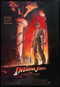 6r714 INDIANA JONES & THE TEMPLE OF DOOM 1sh 1984 art of Harrison Ford by Bruce Wolfe, no borders!