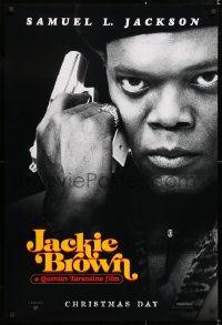 6r722 JACKIE BROWN teaser 1sh 1997 Quentin Tarantino, cool image of Samuel L. Jackson with gun!