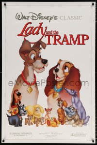 6r740 LADY & THE TRAMP 1sh R1986 Walt Disney romantic canine dog classic cartoon!