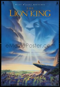 6r749 LION KING DS 1sh 1994 Disney Africa, John Alvin art of Simba on Pride Rock with Mufasa in sky